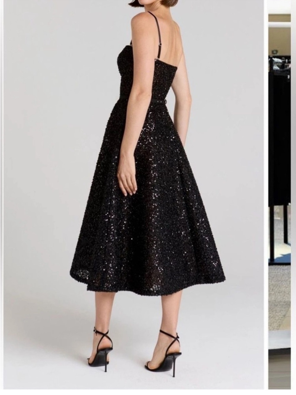Nadine Merabi Marilyn Rhinestone Cocktail Dress Black - Picture 4 of 10